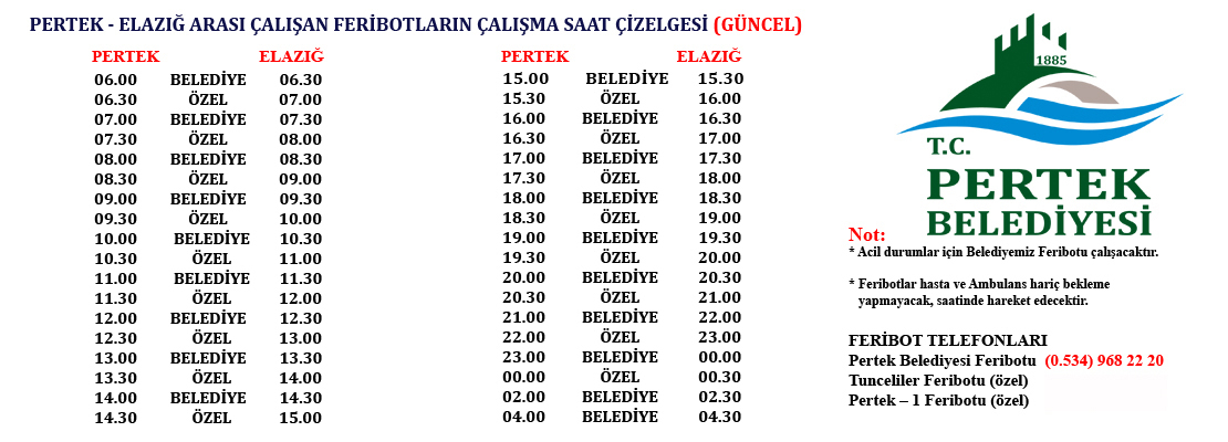 FERİBOT SAATLERİ