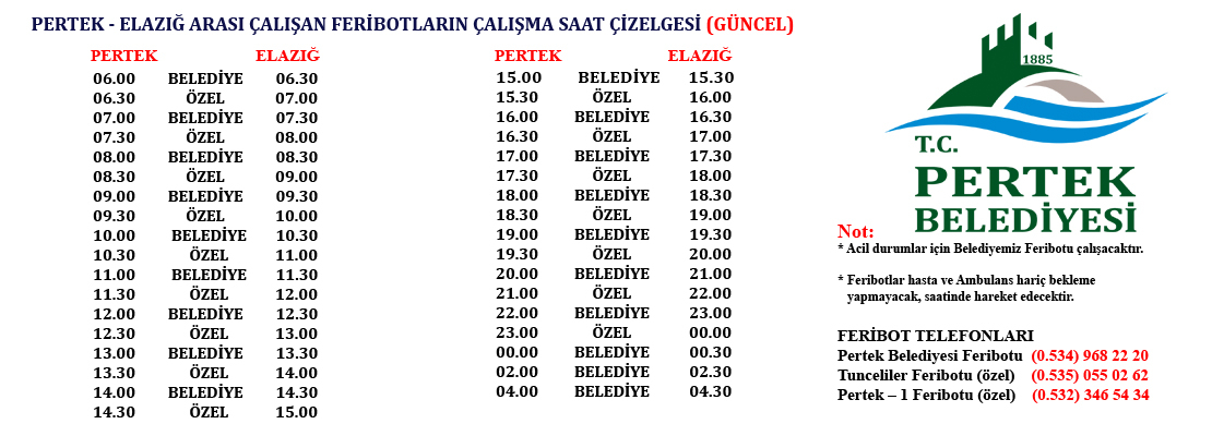 FERİBOT SAATLERİ