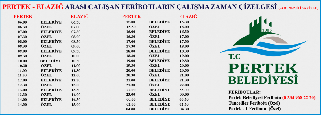 FERİBOT SAATLERİ